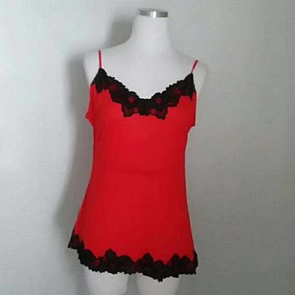 New York & Company Tops - New York & Company red and black lace undershirt